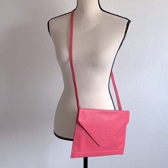 Rowallan Pink Hand Made Fine Leather Envelope Clutch Crossbody Bag Purse - Picture 12 of 14
